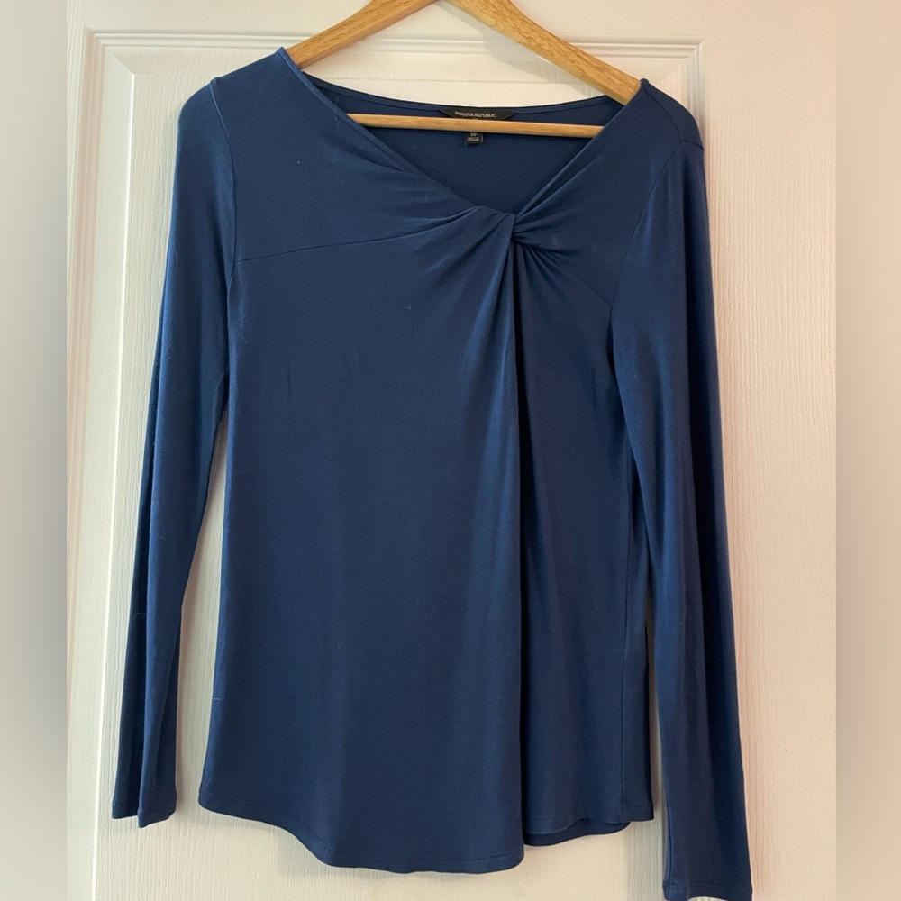 Banana Republic blue Twist-Neck Long Sleeve Top